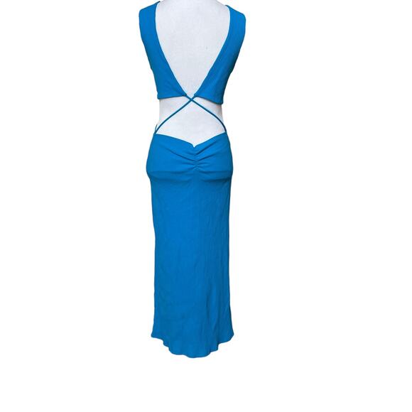 Line & Dot Revolve Willow Backless Midi Dress in Capri Blue SMALL NWT - Picture 6 of 9